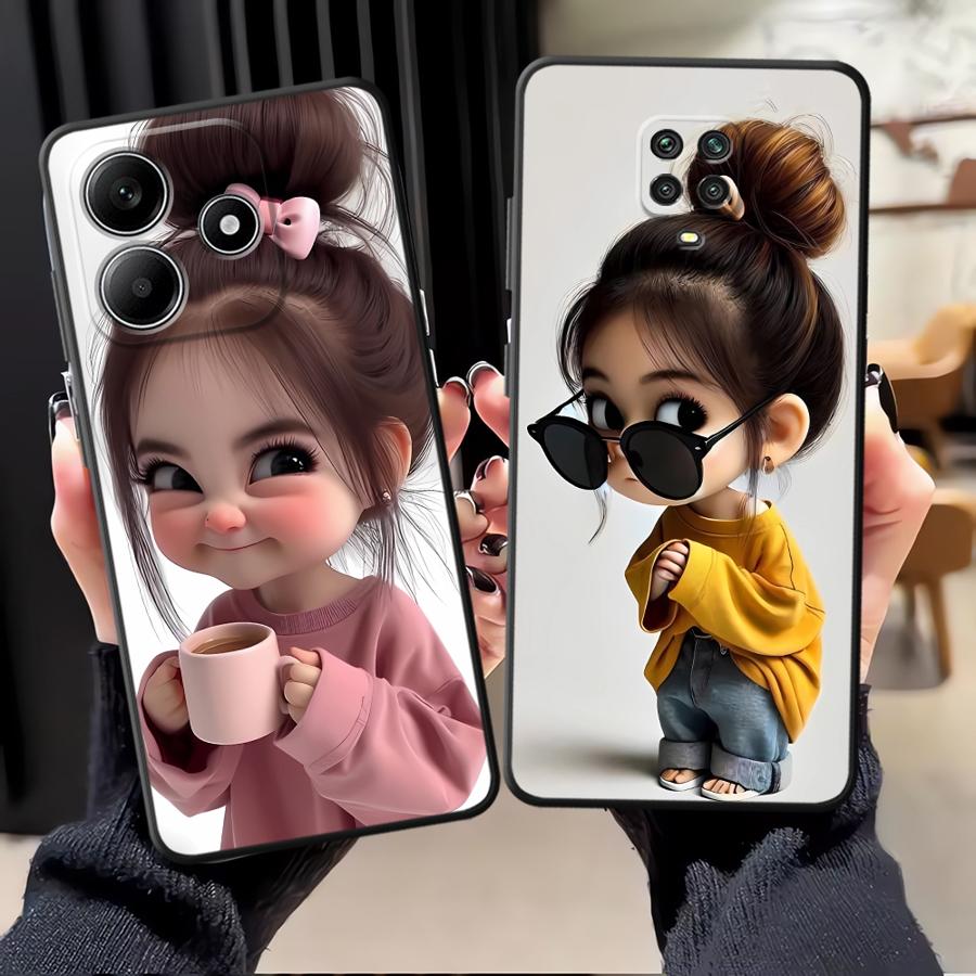 X Phone Accessories - غطاء هاتف بنمط فتاة كرتونية لهواتف