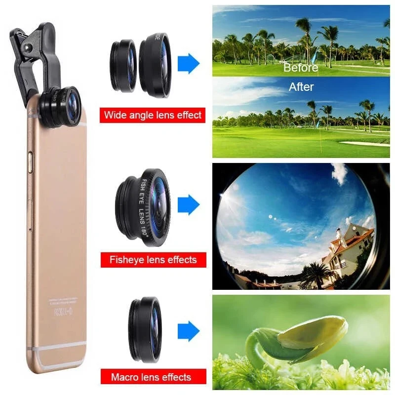 عدسة كاميرا 3 في 1 بزاوية واسع - مراجعة Lens Camera Clip وسعره