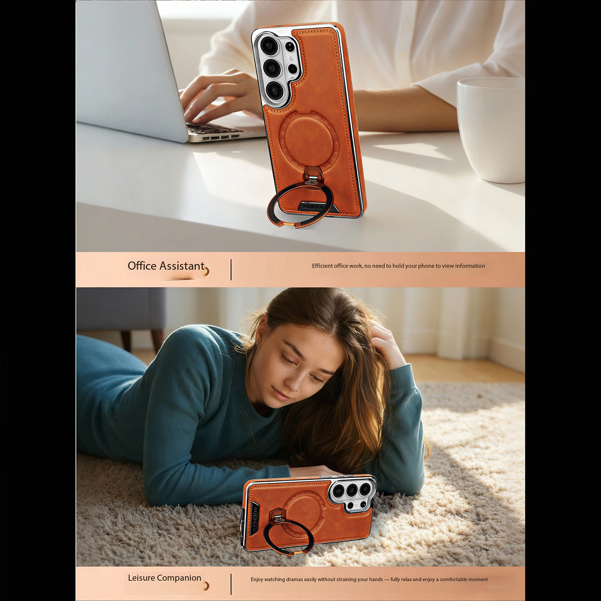 غطاء هاتف من الجلد الصناعي لسا - مراجعة Phone Accessories Ring Holder وسعره