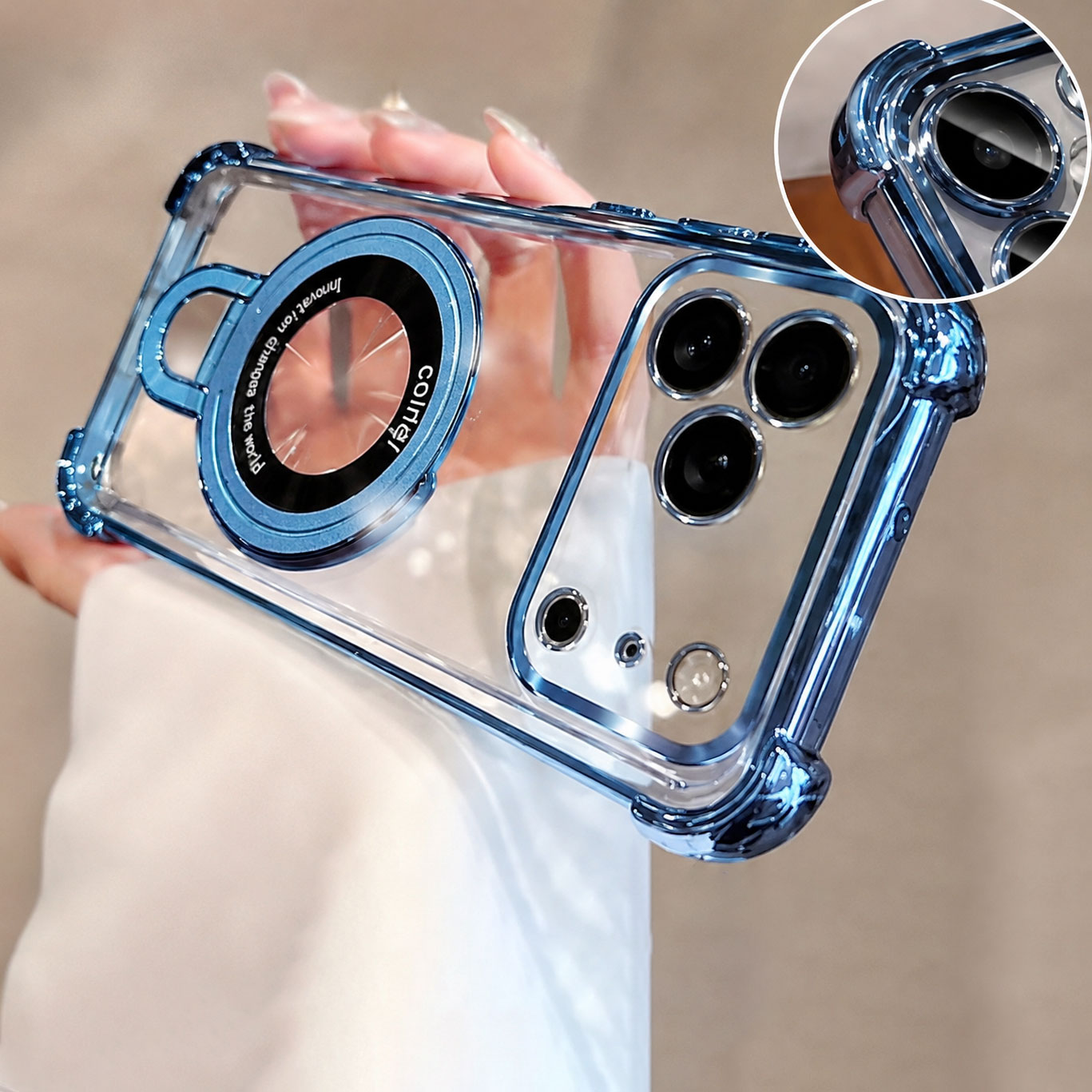غطاء هاتف فاخر شفاف مطلي لآيفو - مراجعة Phone Accessories Ring Holder وسعره