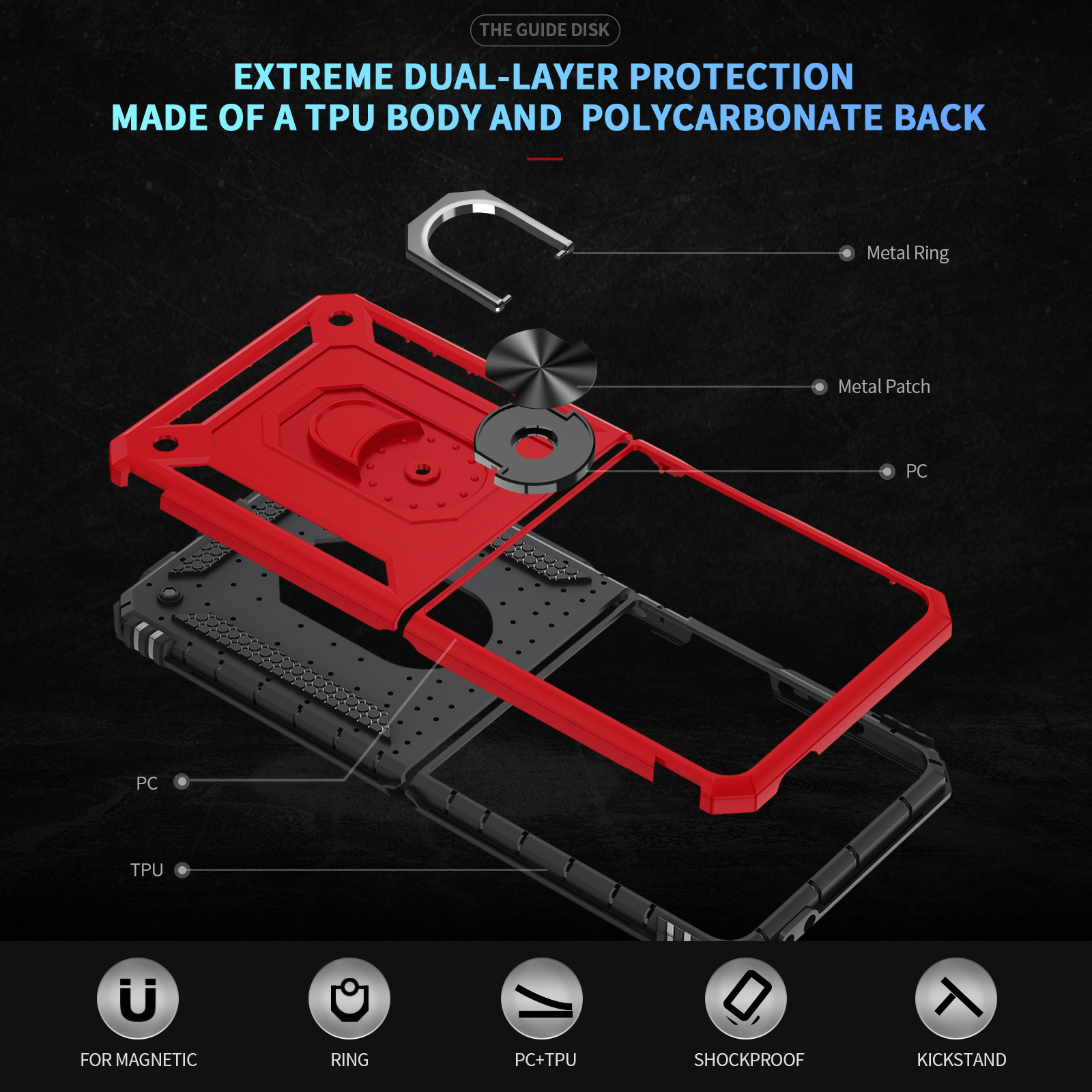 حافظة هاتف عسكرية مضادة للصدما - مراجعة Phone Accessories Ring Holder وسعره