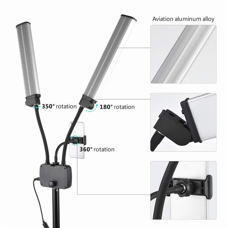 ضوء LED مزدوج الأذرع ، شرائط ط - مراجعة Led Strip Selfie وسعره